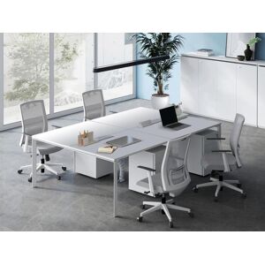 Workēa Mesa para oficina para 4 personas - Blanco - Ancho 120 cm - DOWNTOWN