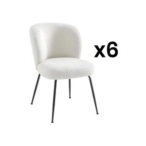 Unique Juego de 6 sillas de tela de rizo y metal - Blanco - POLPONA de Pascal MORABITO