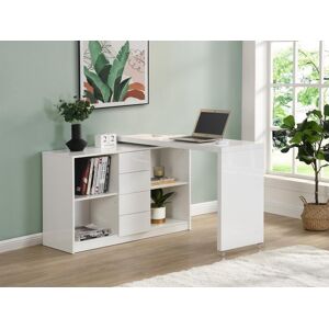 Unique Escritorio extensible con tablero giratorio 360° - MDF - Blanco lacado - PAVELO