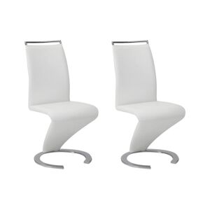 Unique Conjunto de 2 sillas TWIZY - Piel sintética - Blanco
