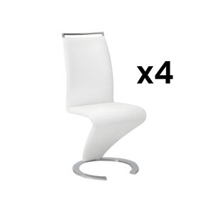 Unique Conjunto de 4 sillas TWIZY - Piel sintética blanca