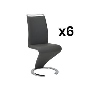 Unique Conjunto de 6 sillas TWIZY - Pile sintética negro