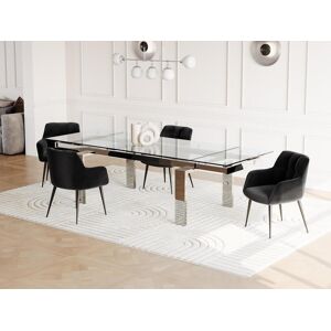 Unique Mesa de comedor extensible LUBANA - Cristal templado y metal - 8 a 10 cubiertos