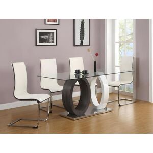 Unique Mesa de comedor AYANE - Cristal templado y MDF - Gris y Blanco