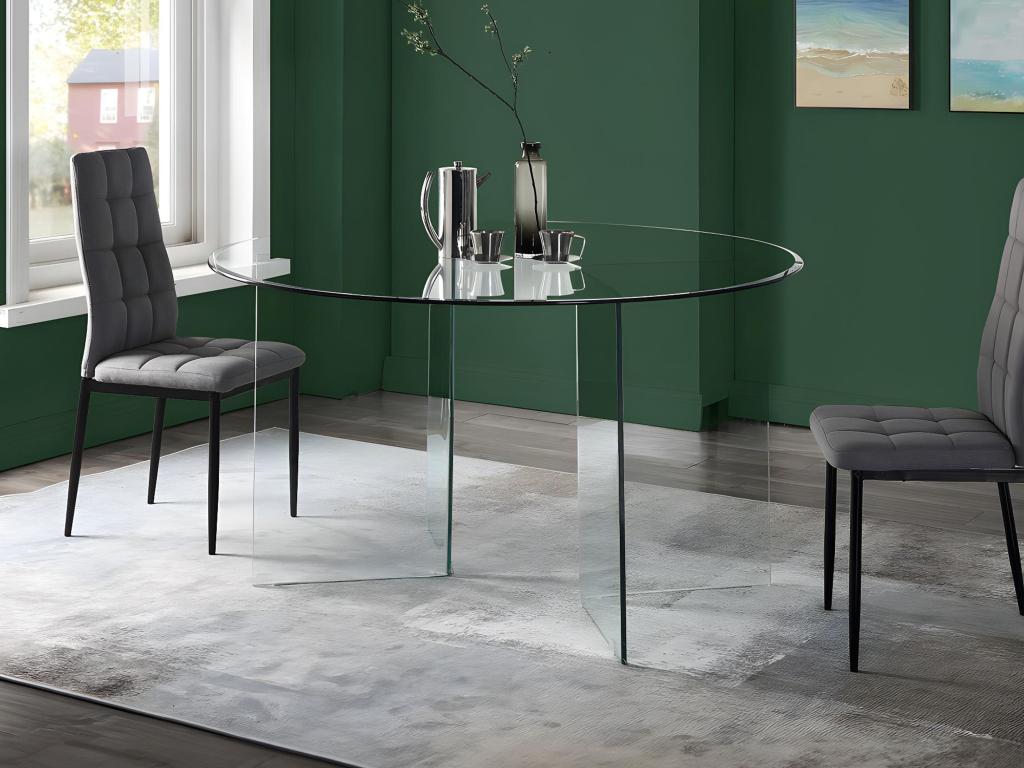 Unique Mesa de comedor ADAMO - 6 comensales - Cristal templado