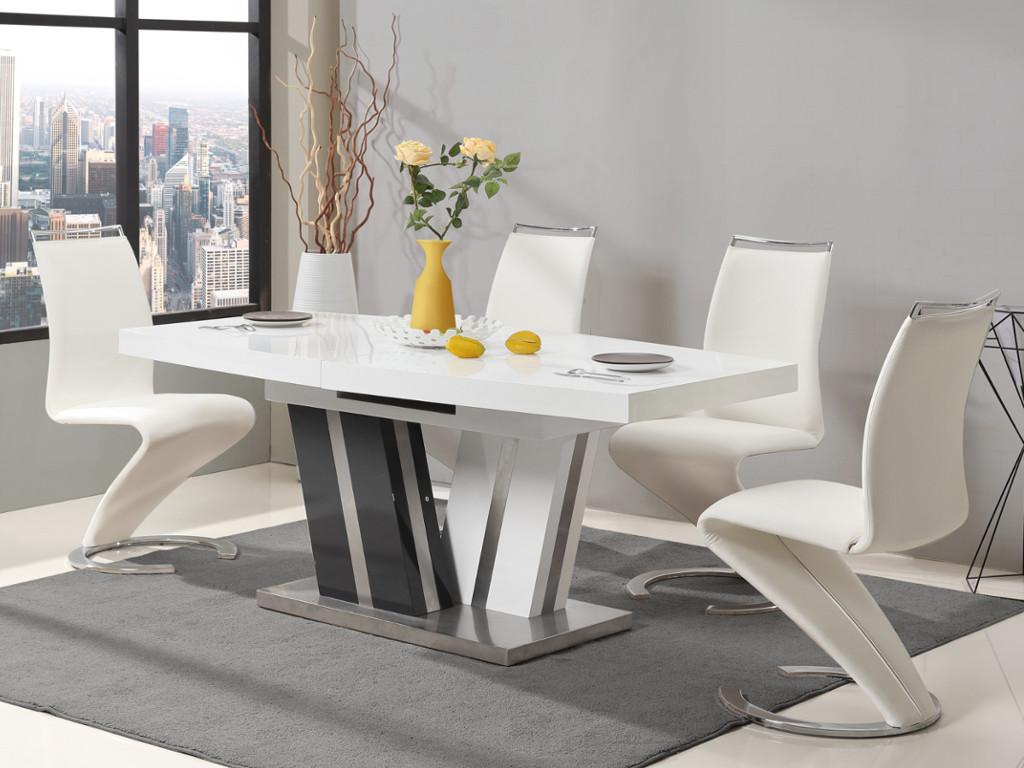 Unique Conjunto de mesa NOAMI + 4 sillas TWIZY - Blanco y gris