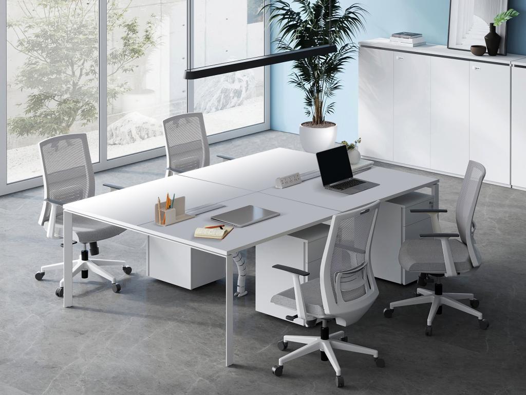 Workēa Mesa para oficina para 4 personas - Blanco - Ancho 120 cm - DOWNTOWN