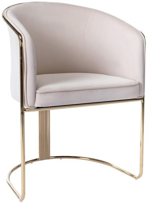 Silla con brazos de terciopelo y metal - Beige y dorado - JOSETHE de Pascal MORABITO