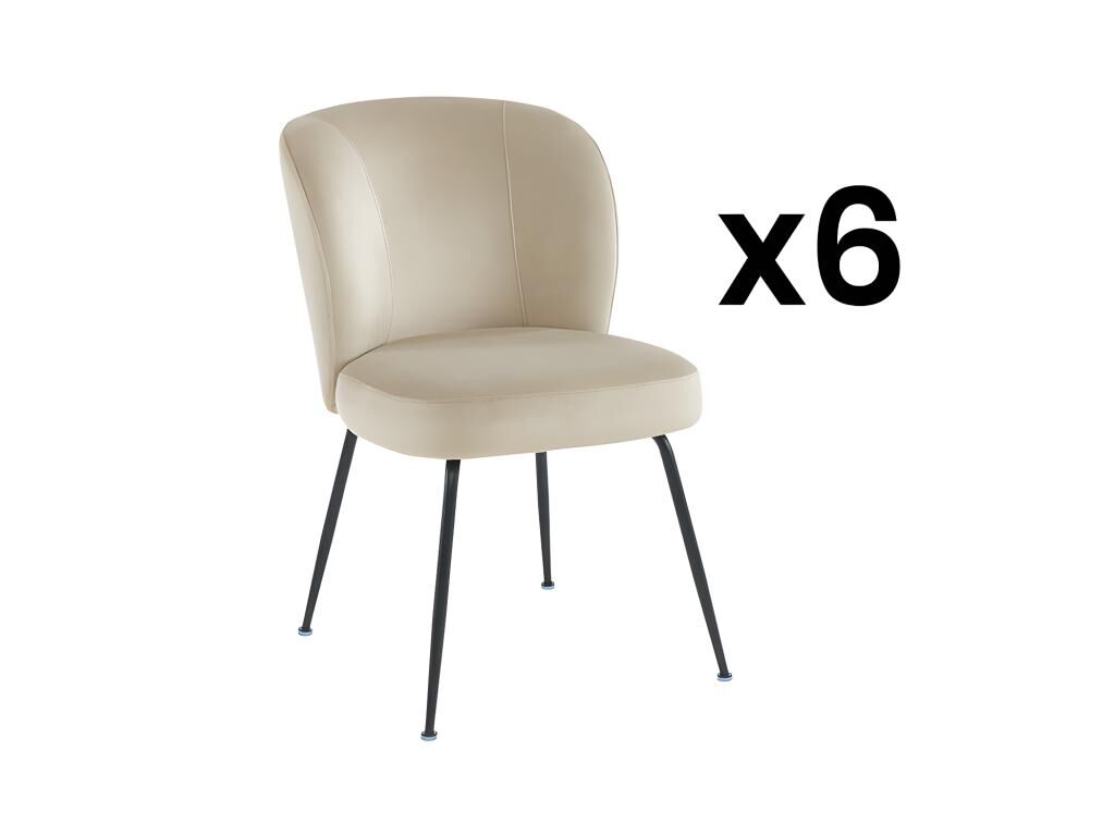 Unique Juego de 6 sillas de terciopelo y metal - Beige - POLPONA de Pascal MORABITO