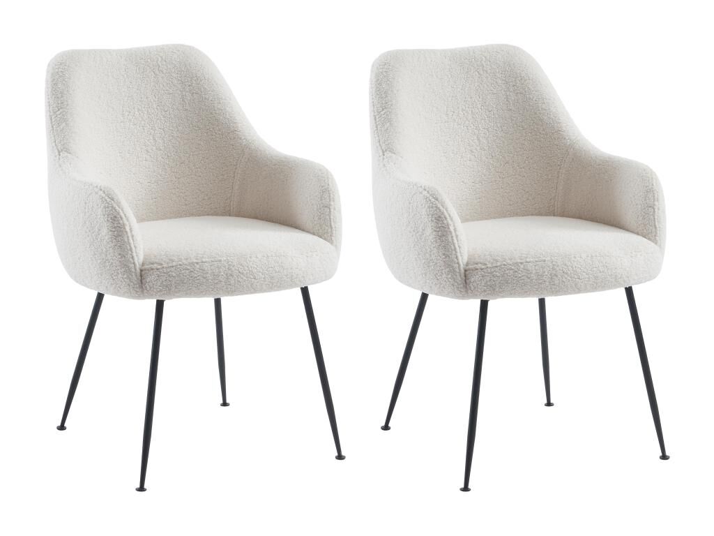 Unique Lote de 2 sillas con brazos de terciopelo y metal - Blanco - TOYBA