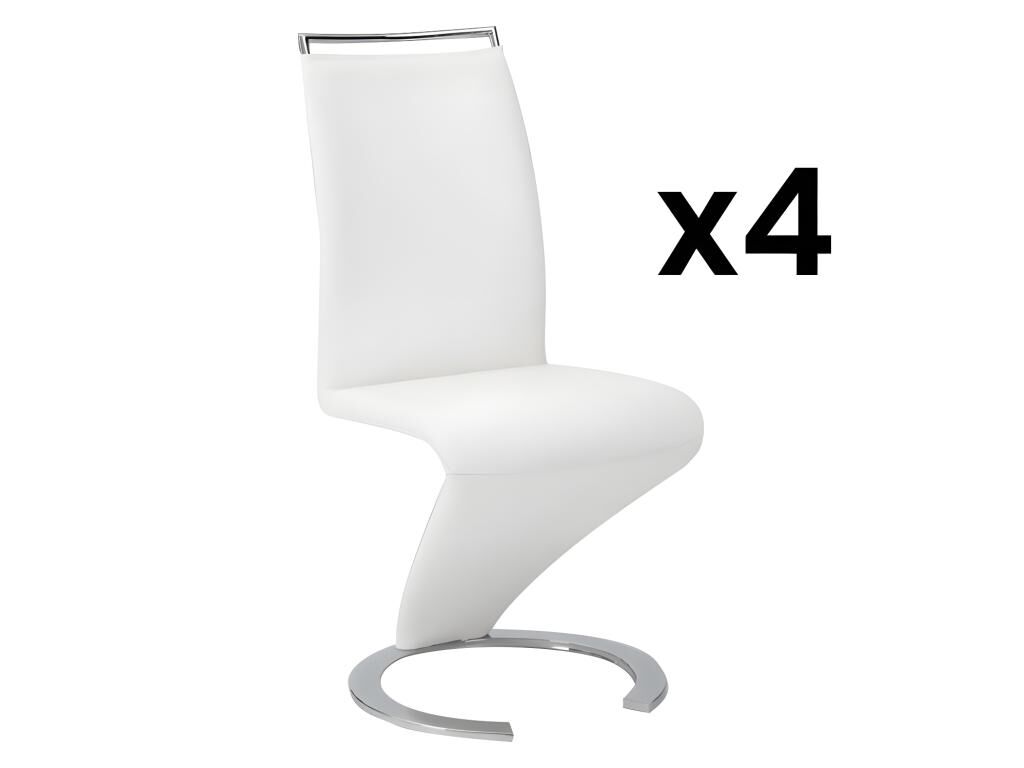 Unique Conjunto de 4 sillas TWIZY - Piel sintética blanca