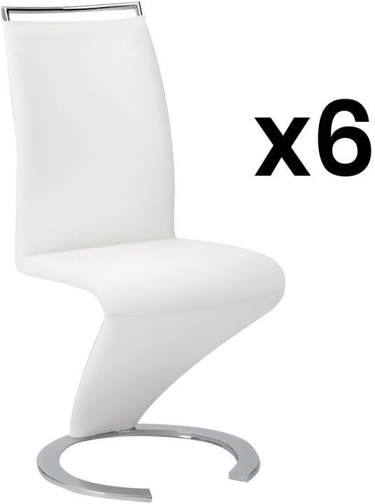 Unique Conjunto de 6 sillas TWIZY - Pile sintética blanco