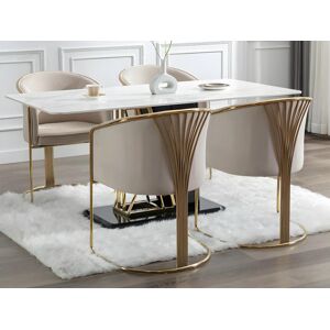Juego de 2 sillas con brazos de terciopelo y metal - Beige y dorado - JOSETHE de Pascal MORABITO