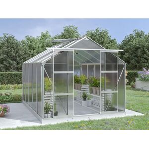 EXPERTLAND Invernadero de jardín de policarbonato de 9 m² COROLLE II con base - aluminio