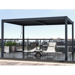 EXPERTLAND Pérgola bioclimática autoportante de aluminio con hojas orientables 12 m² antracita - CASSAPIA