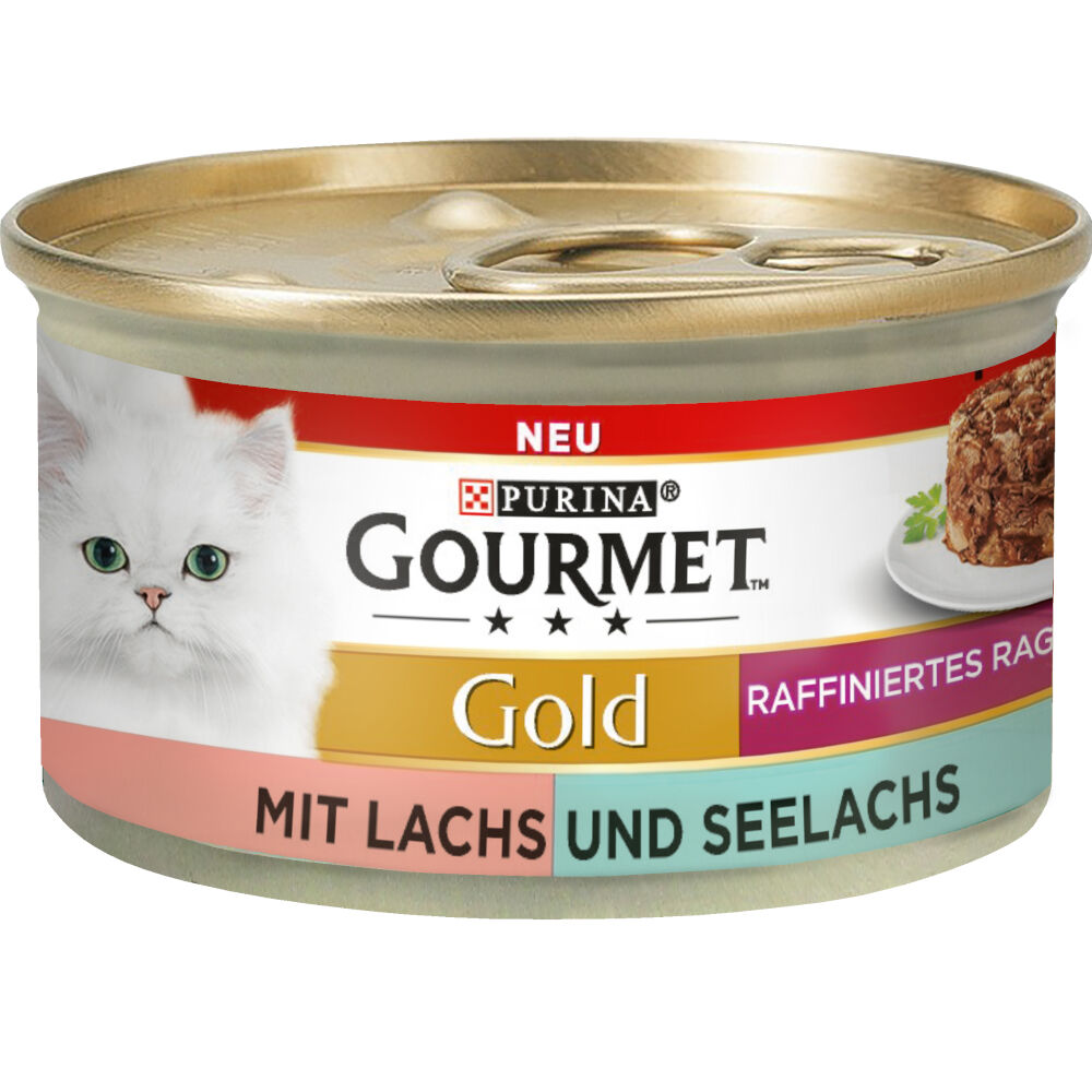 Gourmet 24x85g  Gold Tartelette Duo Salmón y abadejo comida para gatos