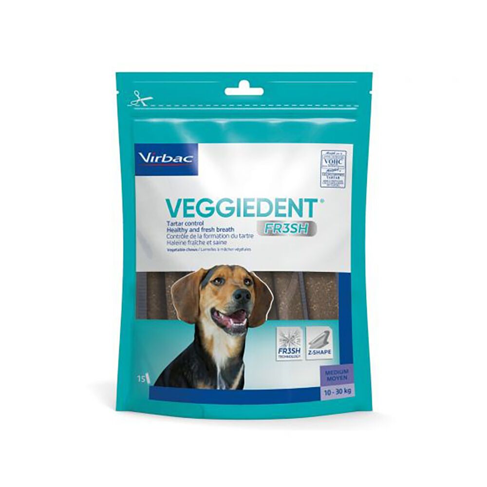 Virbac 30 x 26g M para perros medianos (10-30kg) VEGGIEDENT Snacks frescos para perros