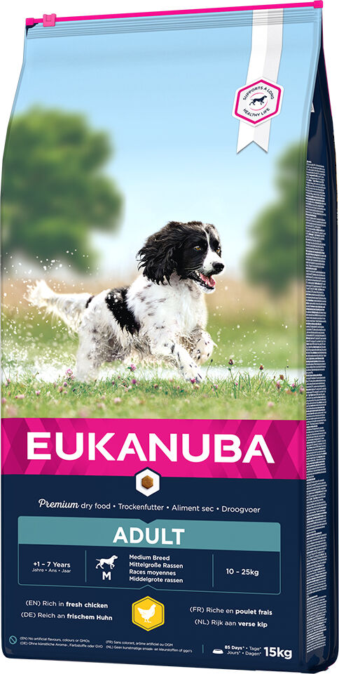 Eukanuba 15kg Adult razas medianas pollo  pienso para perros