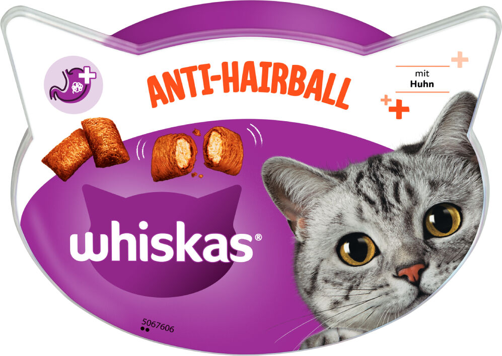 Whiskas 8x60g  Anti-Hairball snacks para gatos