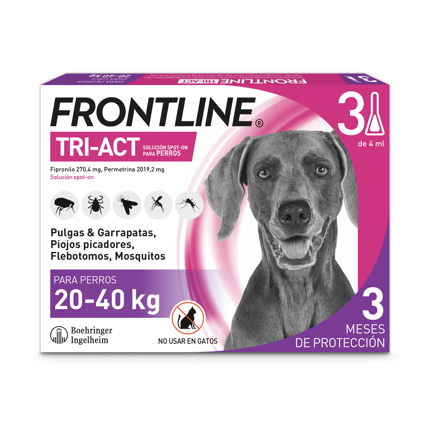Frontline 3 pipetas 20-40kg Front-line Tri-Act para perros