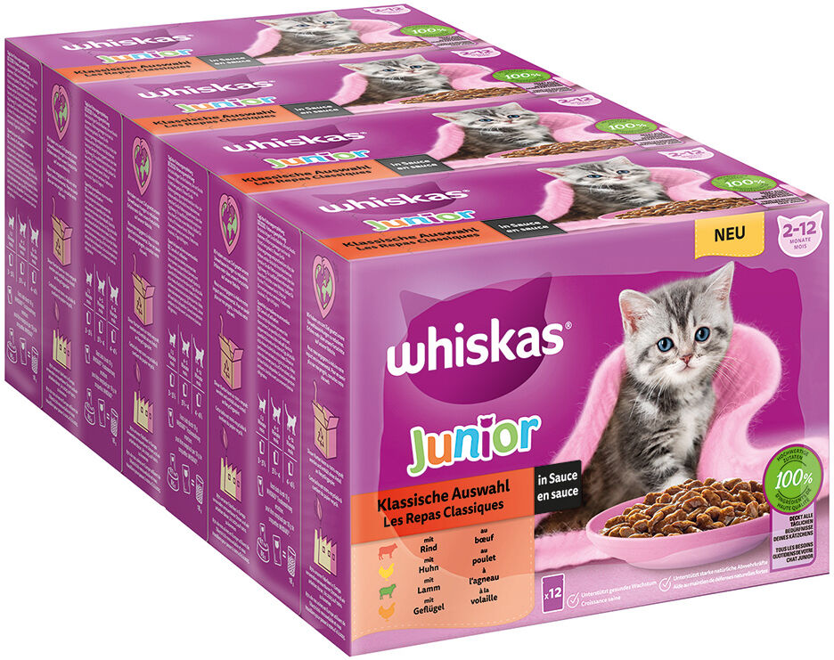 Whiskas 48x85g Junior Selección clásica en salsa  para gatos