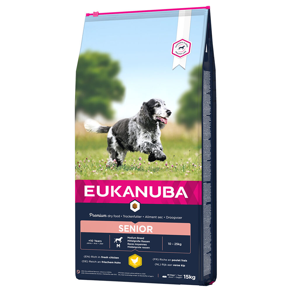 Eukanuba 15kg Caring Senior razas medianas  pienso para perros