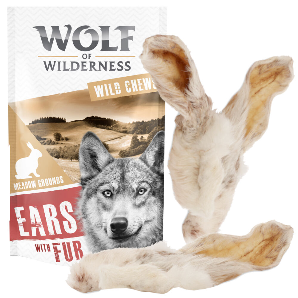 Wolf of Wilderness 800g orejas de conejo con pelo  snacks para perros