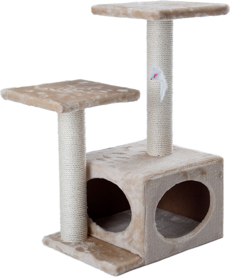 zooplus Exclusive Rascador pequeño Oasis con cueva + 2 plataformas para gatos y gatitos