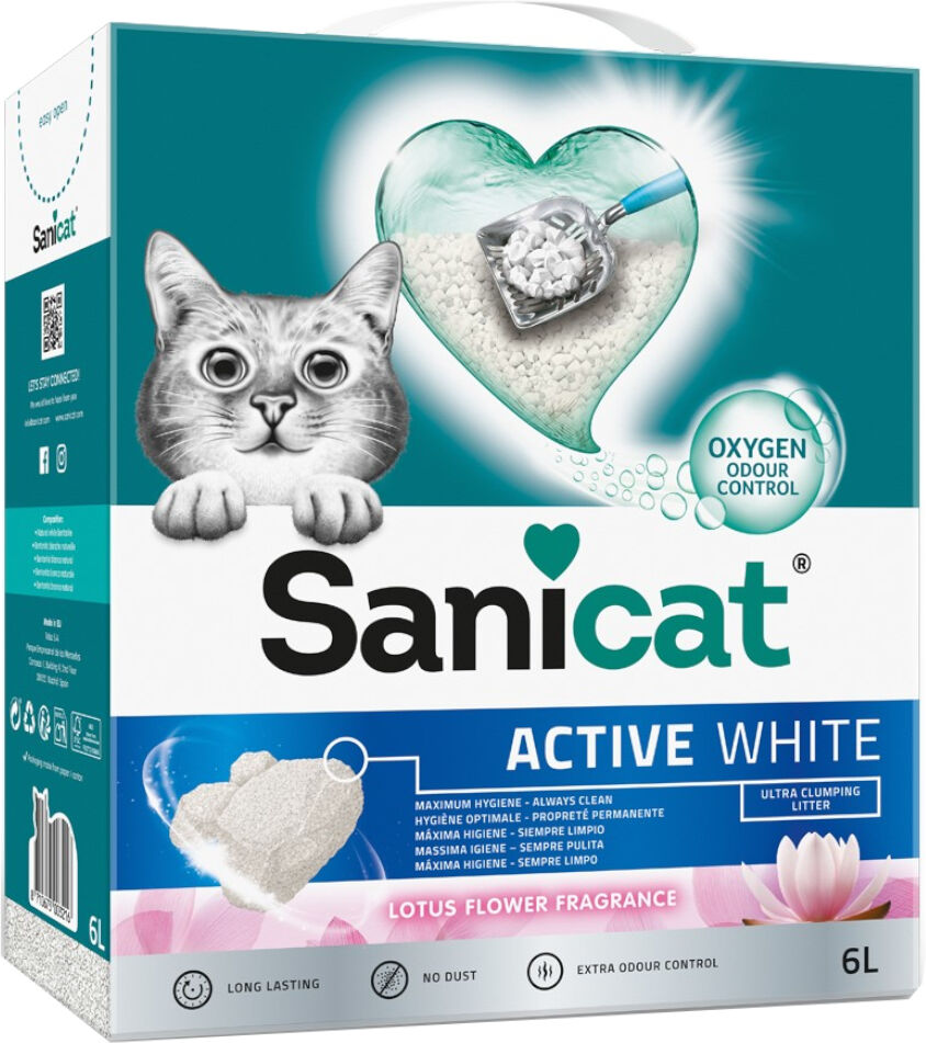 Sanicat 3x6 litros Active White Lotus Flower  arena aglomerante para gatos