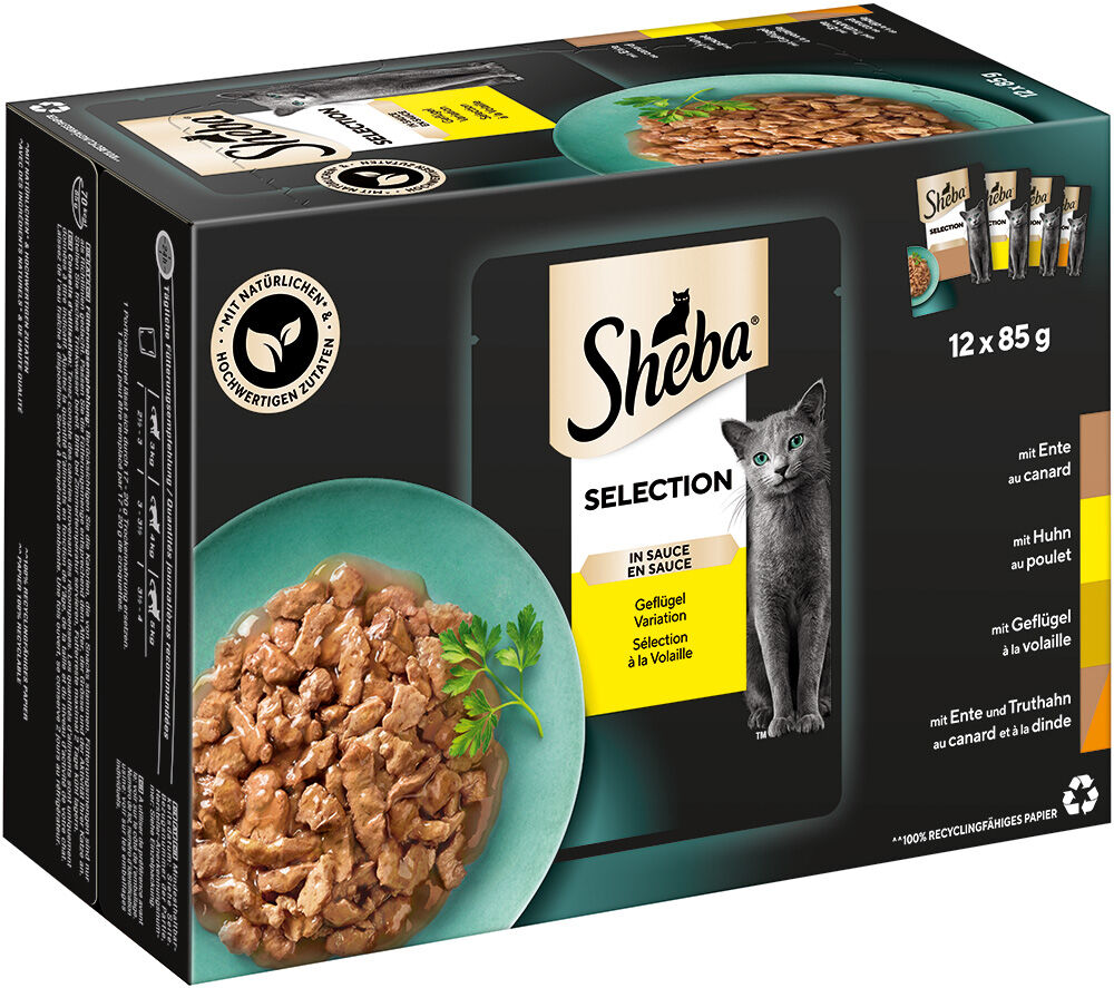 Sheba 24x85g aves en salsa  comida húmeda para gatos