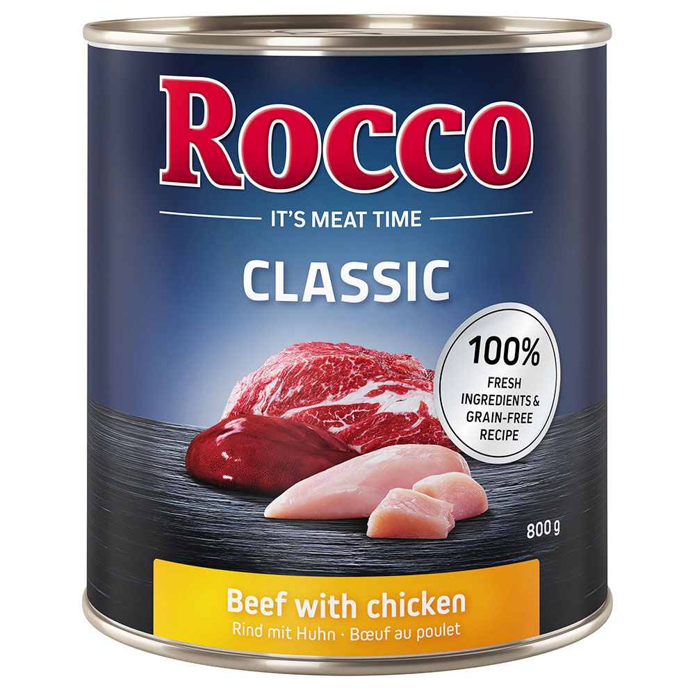 Rocco 6x800g Classic vacuno y pollo  comida húmeda para perros