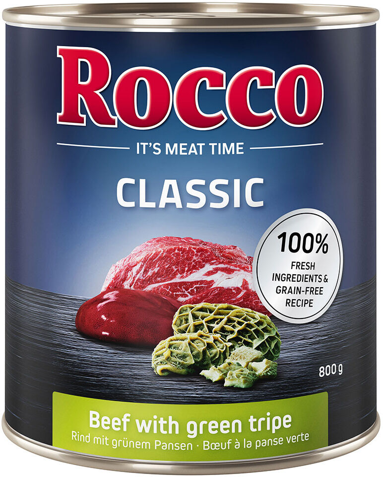 Rocco 6x800g Classic vacuno y panza  comida húmeda para perros