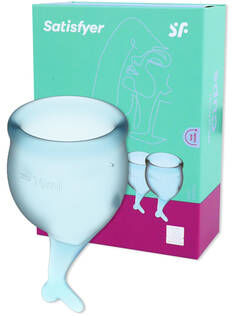 Satisfyer FeelSecure Satisfyer Kuukuppi Sininen Paketissa kaksi kokoa Satisfyer FeelSecure Satisfyer Kuukuppi Sininen Paketissa kaksi kokoa