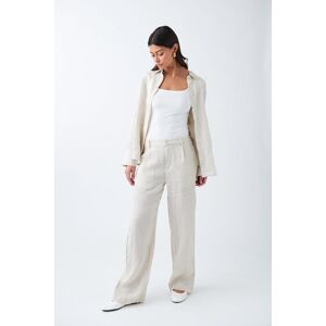 Gina Tricot - Linen trousers - pellavahousut - Beige - L - Female - Beige - Female