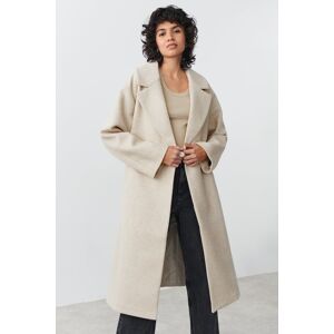 Gina Tricot - Long belted coat - päällystakit - Beige - XL - Female - Beige - Female