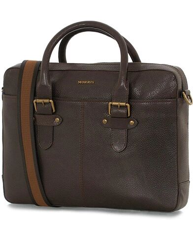 Morris Gene Leather Briefcase Dark Brown