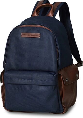 Brunello Cucinelli Leisure Backpack Navy/Brown Calf