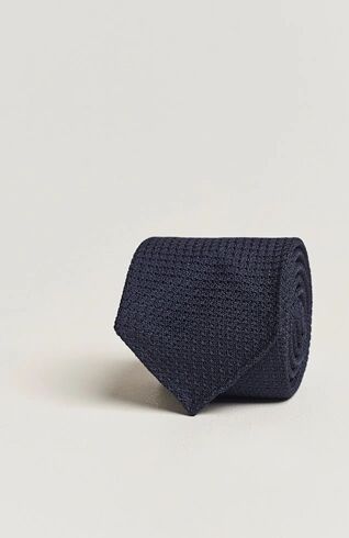 Drake's Silk Grenadine Handrolled 8 cm Tie Navy