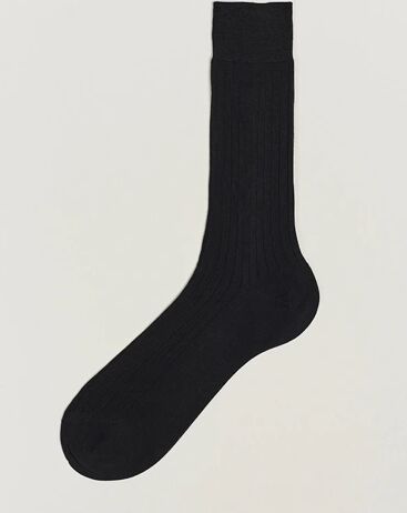 Bresciani Cotton Ribbed Short Socks Black