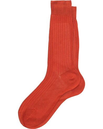 Bresciani Cotton Ribbed Short Socks Rust Orange