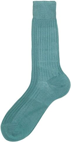 Bresciani Cotton Ribbed Short Socks Ocean Green