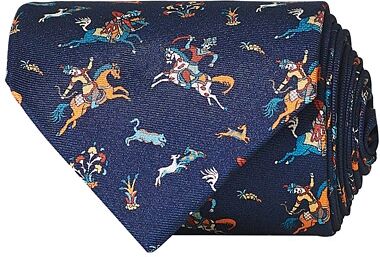 Drake's Printed Silk Twill Moghul 8 cm Tie Navy