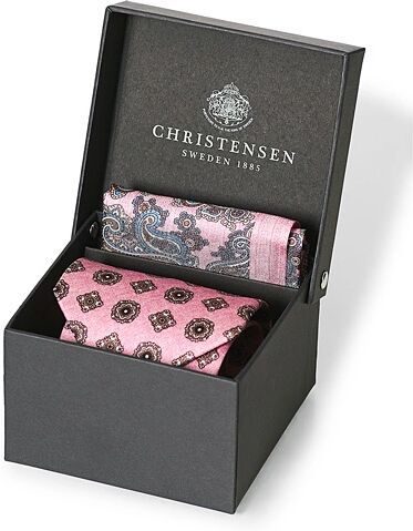 Amanda Christensen Box Set Silk Twill 8 cm Tie With Pocket Square Pink