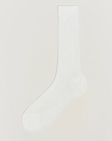 Bresciani Cotton Ribbed Short Socks White