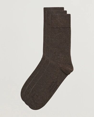 Amanda Christensen 3-Pack True Cotton Socks Brown Melange