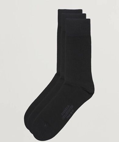 Amanda Christensen 3-Pack True Cotton Socks Black