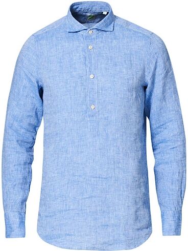 Finamore Napoli Linen Popover Shirt Light Blue