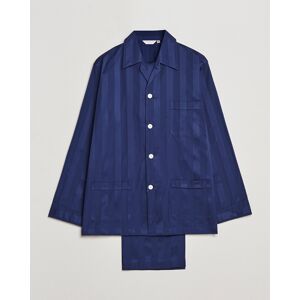 Derek Rose Striped Cotton Satin Pyjama Set Navy - Vihreä - Size: 85 90 95 100 105 - Gender: men