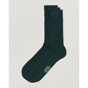 Amanda Christensen 3-Pack True Cotton Ribbed Socks Bottle Green - Musta - Size: XS S M L XL XXL - Gender: men