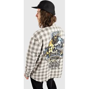 Broken Promises Corn Snake Spatter Distressed Flannel Paita harmaa